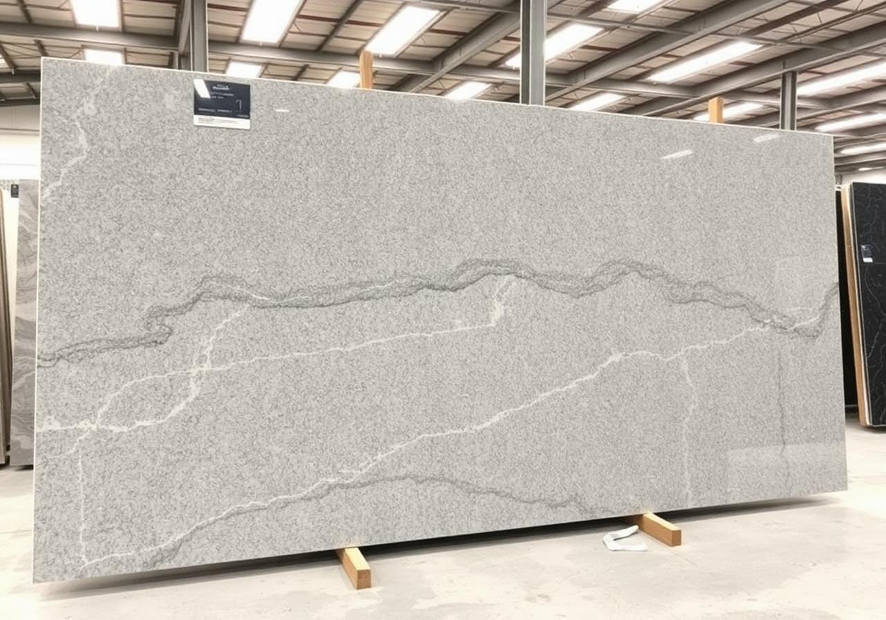 Natural stone slab in showroom