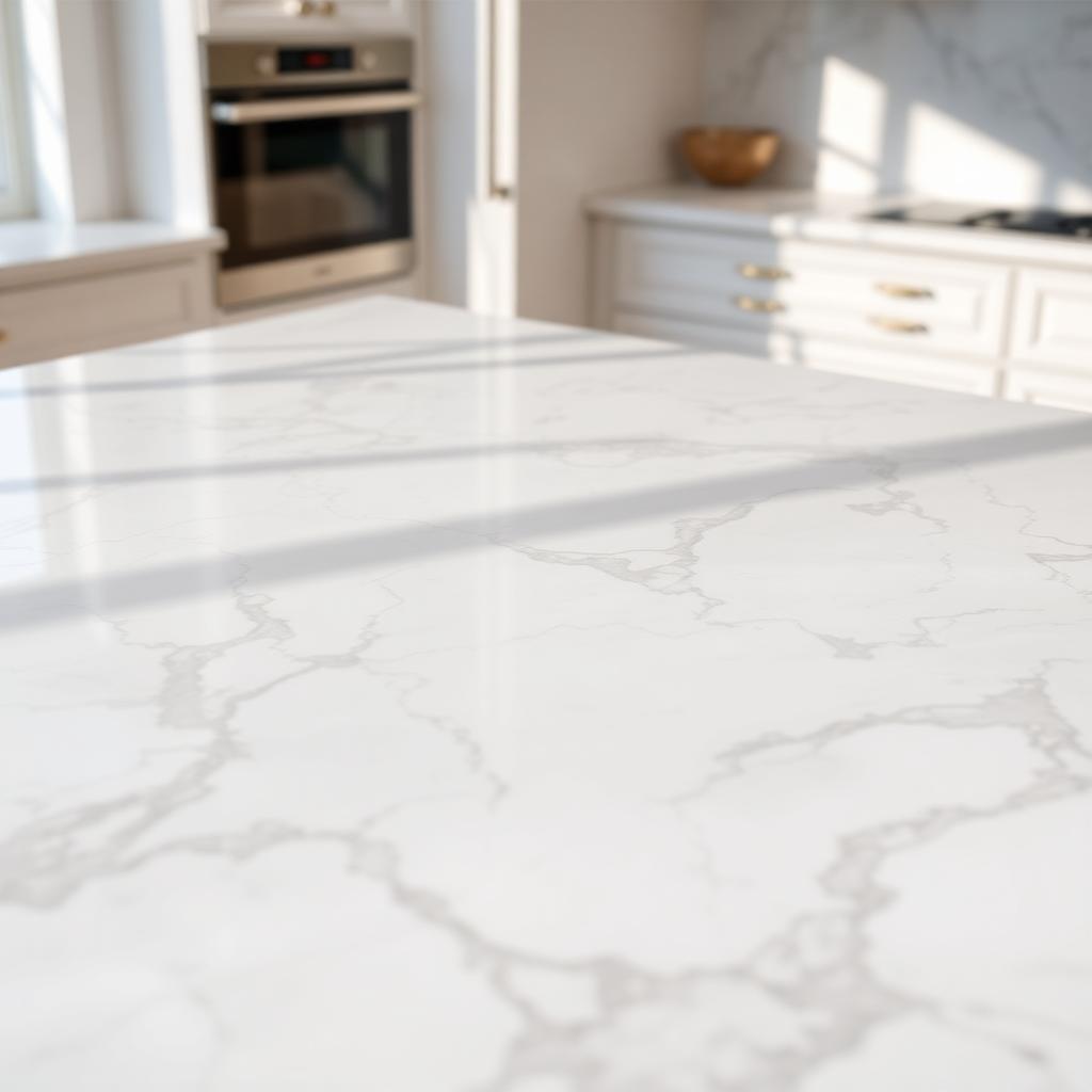 Carrara Mist quartz countertop — Kitchen